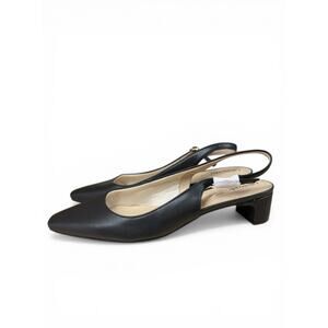 Size 11W LifeStride Lorena Slingback Heels Black Block Heel Comfort Wide